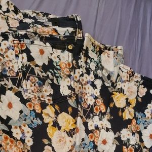Floral print jeans